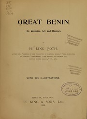 Cover of: Great Benin: its customs, art and horrors.