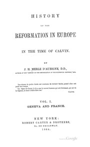 Cover of: History of the Reformation in Europe in the Time of Calvin