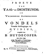 Cover of: Proeve van taal- en dichtkunde: in vrijmoedige aanmerkingen op Vondels ...