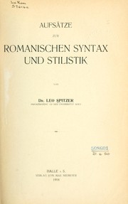Cover of: Aufsätze zur romanischen Syntax und Stilistik.