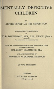 Cover of: Mentally Defective Children by Alfred Binet