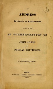 Cover of: An address delivered at Charlestown, August 1, 1826