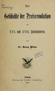 Cover of: Zur Geschichte der Preisrevolution des XVI. und XVII. Jahrhunderts