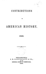 Cover of: Contributions to American History, 1858: 1858