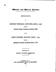Cover of: Wheeler and Warren Families: Descendants of George Wheeler, Concord, Mass ... by Henry Warren Wheeler