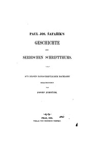 Cover of: Paul Jos. S̆afar̆ík's Geschichte der südslawischen Literatur.