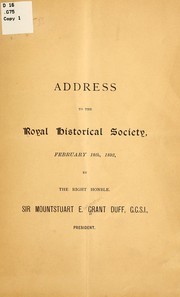 Cover of: Address to the Royal historical society