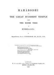 Cover of: Mahâbodhi, or the great Buddhist temple under the Bodhi tree at Buddha-Gaya. by Sir Alexander Cunningham