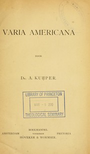 Cover of: Varia Americana by Abraham Kuyper