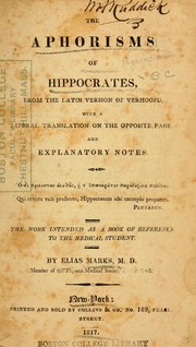 The aphorisms of Hippocrates by Hippocrates