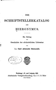 Cover of: Der Schriftstellerkatalog des Hieronymus: Ein Beitrag zur Geschichte der ...