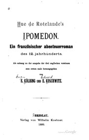Cover of: Ipomedon: ein französischer abenteuerroman des 12. jahrhunderts