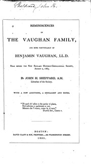 Cover of: Reminiscences of the Vaughan family, and more particularly of Benjamin Vaughan, LL. D.