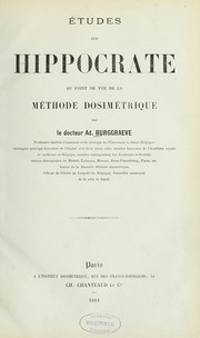 Cover of: Etudes sur Hippocrate au point de vue de la méthode dosimétrique