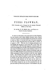 Cover of: Parallel extracts from twenty-nine manuscripts of Piers Plowman: with comments, and a proposal for the Society's three-text edition of this poem.