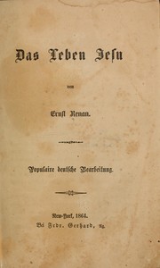 Cover of: Das leben Jesu by Ernest Renan