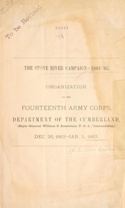 Cover of: The Stone River campaign--1862-63.: Organization of the Fourteenth Army Corps.
