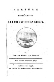 Cover of: Versuch einer Kritik aller Offenbarung by Johann Gottlieb Fichte