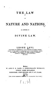 Cover of: The law of nature and nations as affected by divine law. by Leone Levi