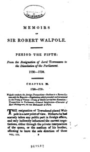 Cover of: Memoirs of the life and administration of Sir Robert Walpole: earl of Orford.