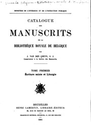 Cover of: Catalogue des manuscrits de la Bibliothèque royale de Belgique ... by Bibliothèque royale de Belgique. Section des manuscrits.