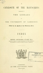 Cover of: A catalogue of the manuscripts preserved in the library of the University of Cambridge.: Edited for the Syndics of the University Press.