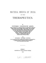 Cover of: Materia medica of India and their therapeutics by Rustomjee Naserwanjee Khory
