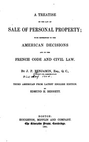 Cover of: A Treatise on the Law of Sale of Personal Property: With References to the ...