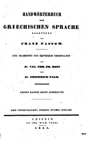 Cover of: Handwörterbuch der griechischen Sprache by Franz Ludwig Carl Friedrich Passow