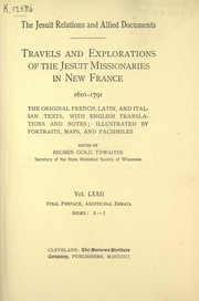Cover of: The Jesuit relations and allied documents by Jesuits.
