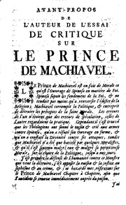 Cover of: Anti-Machiavel, ou Essai de critique sur le Prince de Machiavel