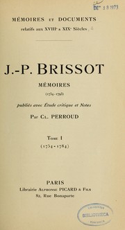 Cover of: J.-P. Brissot : Mémoires (1754-1793)