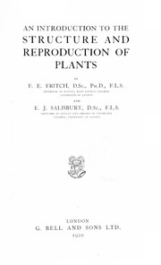 Cover of: An introduction to the structure and reproduction of plants