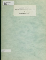 Cover of: An Investigation of the Narrow-Band and Wideband Ambiguity Functions For Complementary Codes | Richard Mitsuo Akita