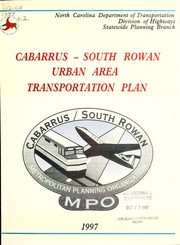 Cover of: The Cabarrus-south Rowan urban area transportation plan