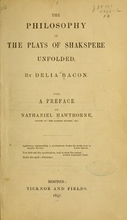 Cover of: The philosophy of the plays of Shakespere unfolded.