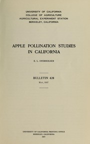 Cover of: Apple pollination studies in California by E. L. Overholser