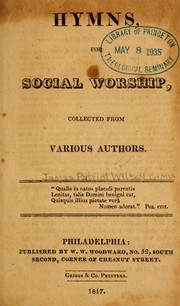 Cover of: Hymns for social worship: collected from various authors