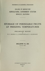 Cover of: Storage of perishable fruits at freezing temperatures: preliminary report