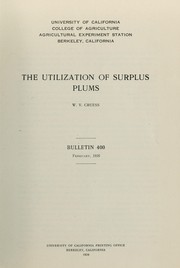 Cover of: The utilization of surplus plums