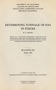 Cover of: Determining tonnage of hay in stacks