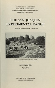 Cover of: The San Joaquin experimental range by C. B. Hutchison