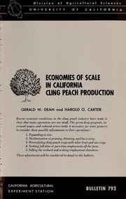 Cover of: Economies of scale in California cling peach production