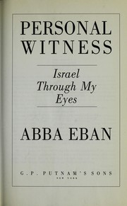 Cover of: Personal witness: Israel through my eyes