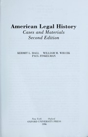 Cover of: American legal history: cases and materials