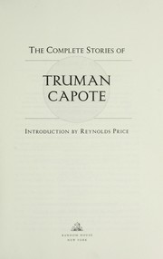 Cover of: The complete stories of Truman Capote