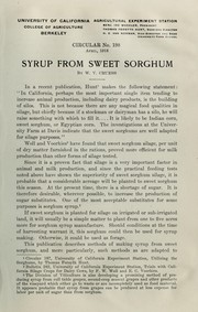 Cover of: Syrup from sweet sorghum