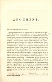 Cover of: Argument of Wendell Phillips, esq.: before the Committee on Federal Relations, (of the Massachusetts Legislature,) in support of the petitions for the removal of Edward Greely Loring from the office of judge of probate, February 20, 1855.