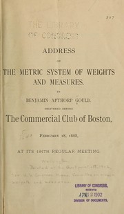 Cover of: Address on the metric system of weights and measures
