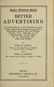 Cover of: Better advertising by John Matthews Manly